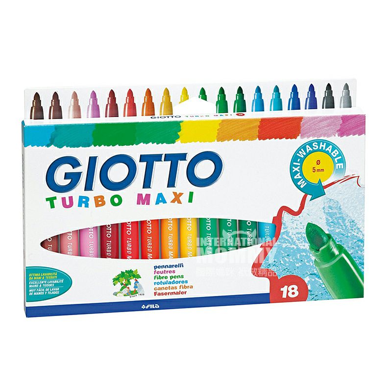 GIOTTO 이탈리아 18 색슈퍼워시두꺼운머리수채화펜해외버전