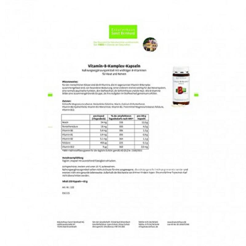Sanct Bernhard 독일종합비타민 B 그룹캡슐해외버전