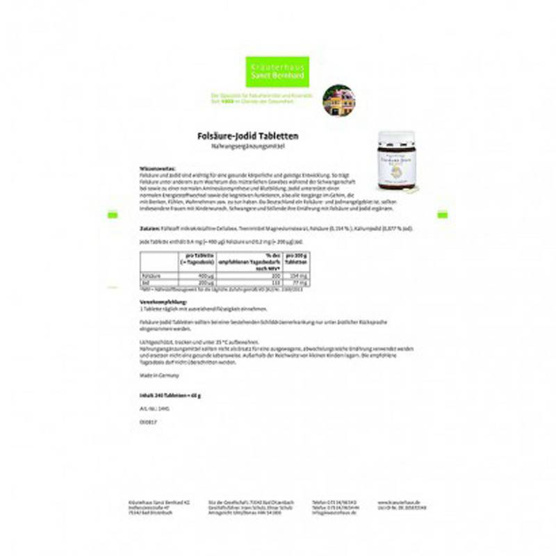 Sanct Bernhard 독일엽산요오드정제해외버전