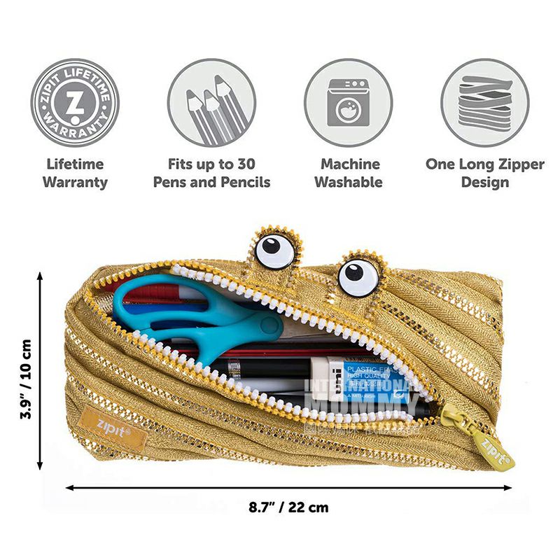 ZIPIT 이스라엘지퍼펜슬케이스골드빅아이해외판