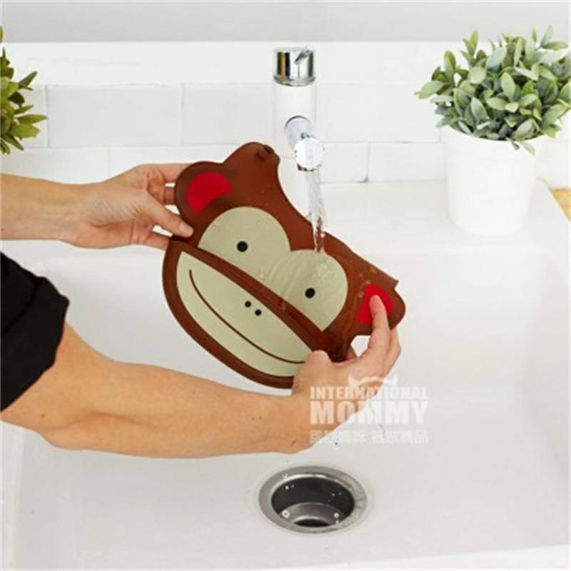 SKIP HOP 미국동물원시리즈입체실리콘만화턱받이해외버전