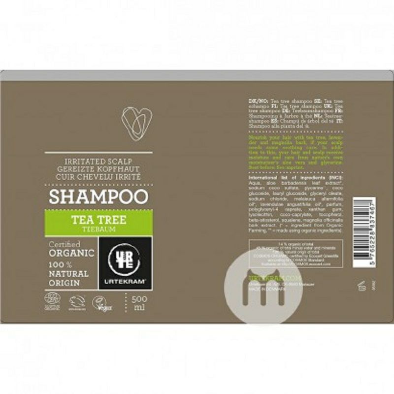 URTEKRAM 덴마크차나무임산부를위한유기머릿가죽샴푸해외버전