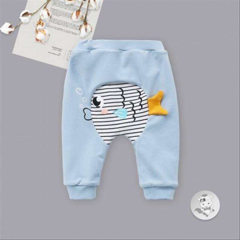 Verantwortung 남녀아기침거품물고기플러스벨벳큰 PP 바지네이비블루