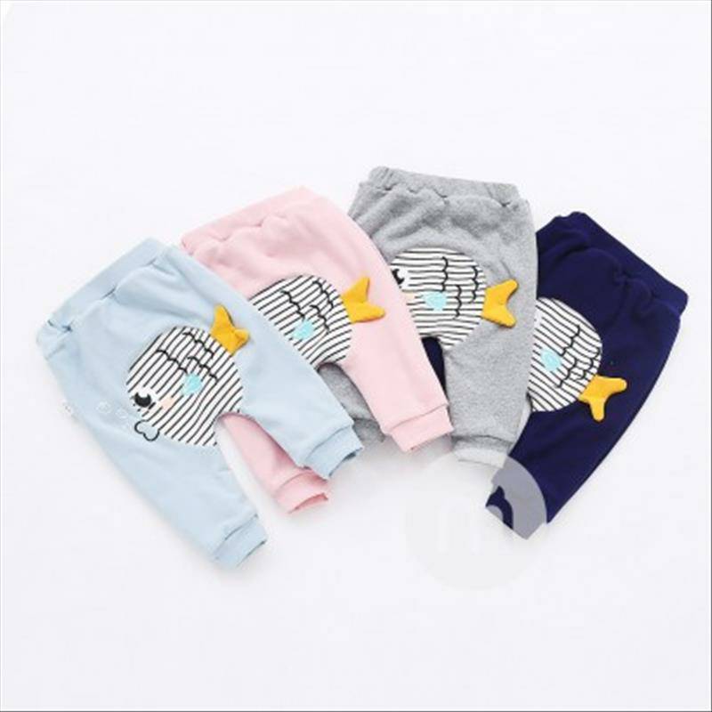 Verantwortung 남녀아기침거품물고기플러스벨벳큰 PP 바지네이비블루