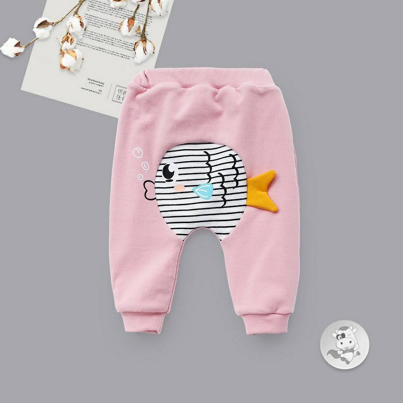 Verantwortung 남녀아기침거품물고기플러스벨벳 PP 바지핑크