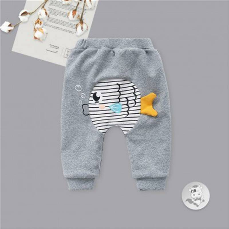 Verantwortung 남녀아기침거품물고기플러스벨벳큰 PP 바지회색