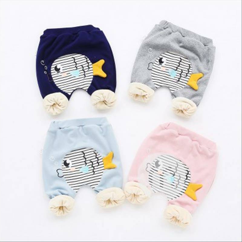 Verantwortung 남녀아기침거품물고기플러스벨벳큰 PP 바지회색