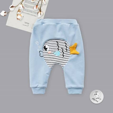 Verantwortung 남녀아기침거품물고기플러스벨벳큰 PP 바지블루