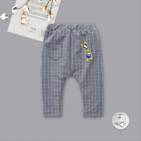 Verantwortung 남녀아기격자무늬포켓멋진안경플러스벨벳 PP 바지밝은회색