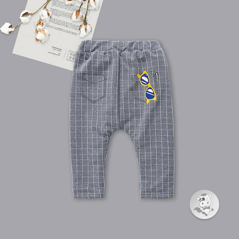 Verantwortung 남녀아기격자무늬포켓멋진안경플러스벨벳 PP 바지네이비블루