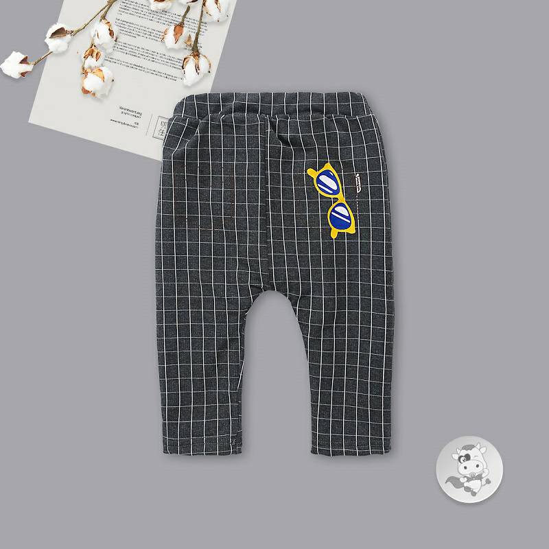 Verantwortung 남녀아기격자무늬포켓멋진안경플러스벨벳 PP 바지네이비블루