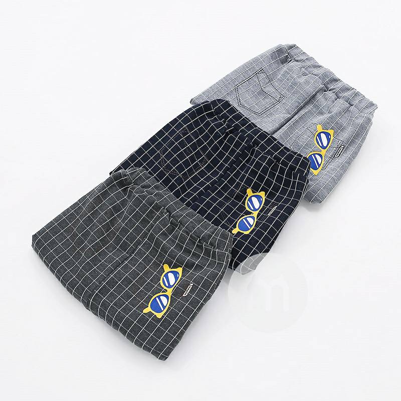 Verantwortung 남녀아기격자무늬포켓멋진안경플러스벨벳 PP 바지네이비블루