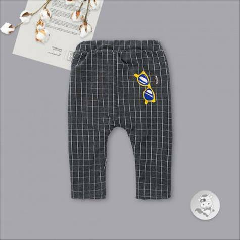 Verantwortung 남녀아기격자무늬포켓멋진안경플러스벨벳 PP 바지다크그레이