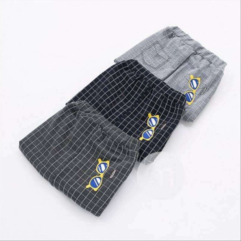 Verantwortung 남녀아기격자무늬포켓멋진안경플러스벨벳 PP 바지다크그레이