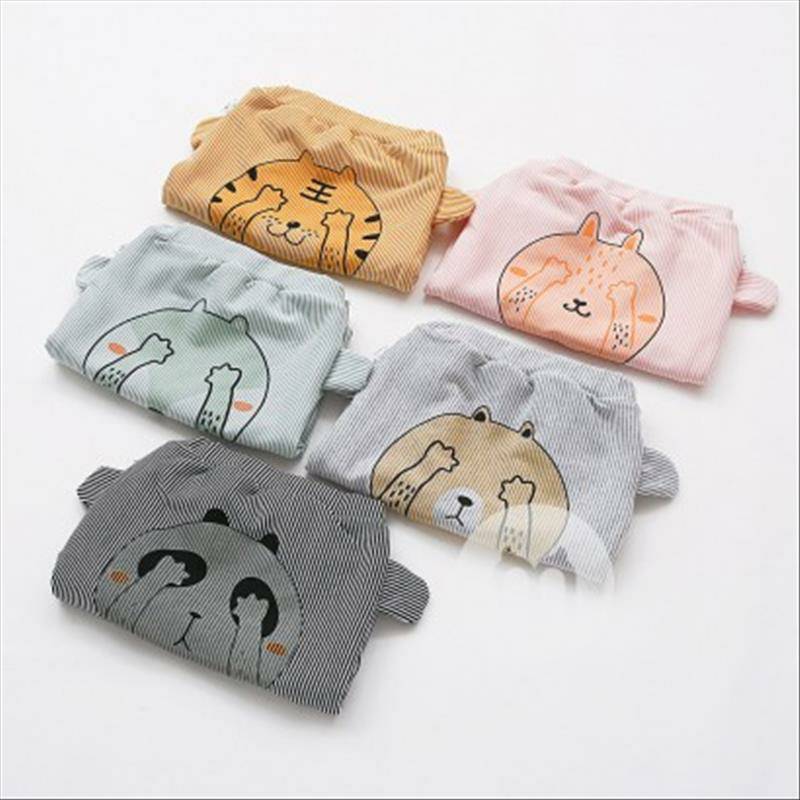 Verantwortung 남녀아기줄무늬눈가리개토끼플러스벨벳 PP 바지핑크