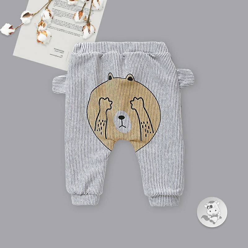 Verantwortung 남녀아기줄무늬스트라이프눈가리개플러스벨벳큰 PP 바지밝은회색