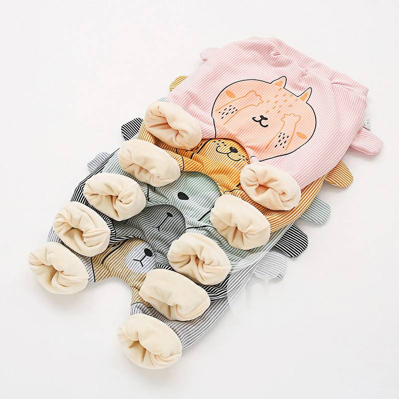 Verantwortung 남녀아기줄무늬스트라이프눈가리개플러스벨벳큰 PP 바지밝은회색