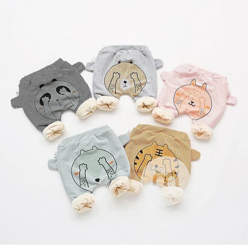 Verantwortung 남녀아기줄무늬스트라이프눈가리개플러스벨벳큰 PP 바지밝은회색