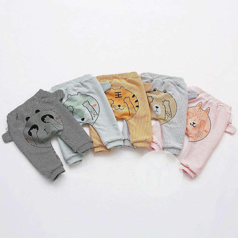 Verantwortung 남녀아기줄무늬스트라이프눈가리개플러스벨벳큰 PP 바지밝은회색