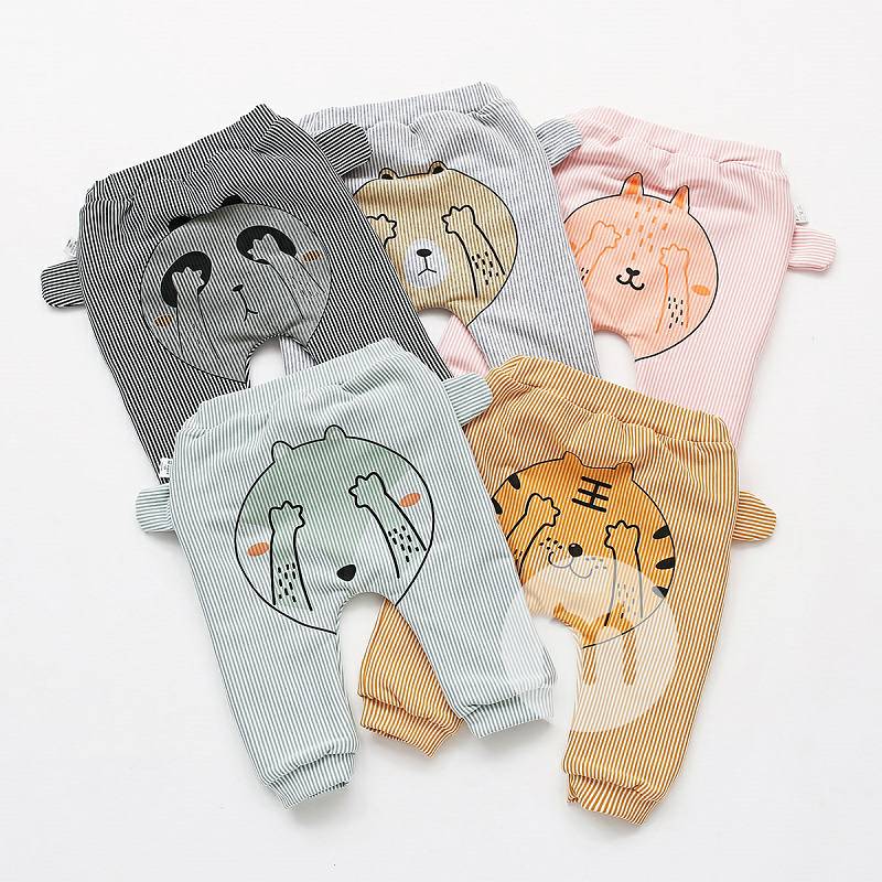 Verantwortung 남녀아기줄무늬스트라이프눈가리개플러스벨벳큰 PP 바지밝은회색