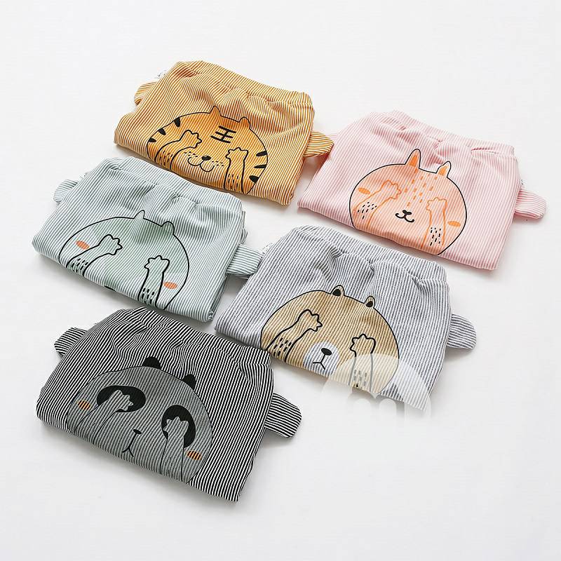 Verantwortung 남녀아기줄무늬스트라이프눈가리개플러스벨벳큰 PP 바지밝은회색