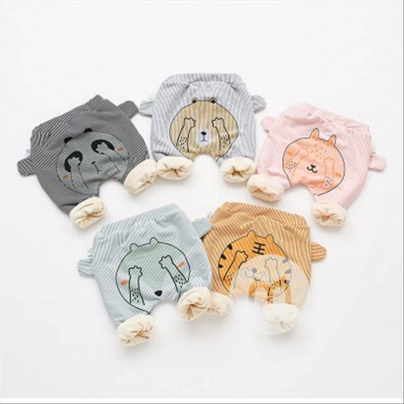 Verantwortung 남녀아기줄무늬눈가리개팬더플러스벨벳큰 PP 바지검은