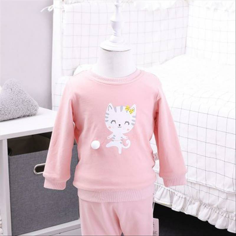 Verantwortung 남녀아기귀여운새끼고양이플러스벨벳풀오버스웨터핑크