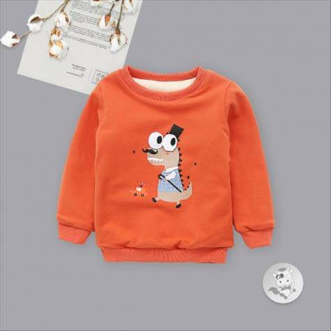 Verantwortung 남성과여성아기큰공룡풀오버플러스벨벳스웨터오렌지