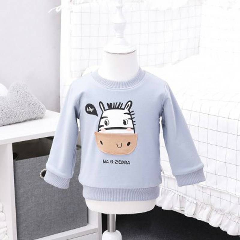 Verantwortung 남녀아기포켓얼룩말플러스벨벳풀오버스웨터그레이블루