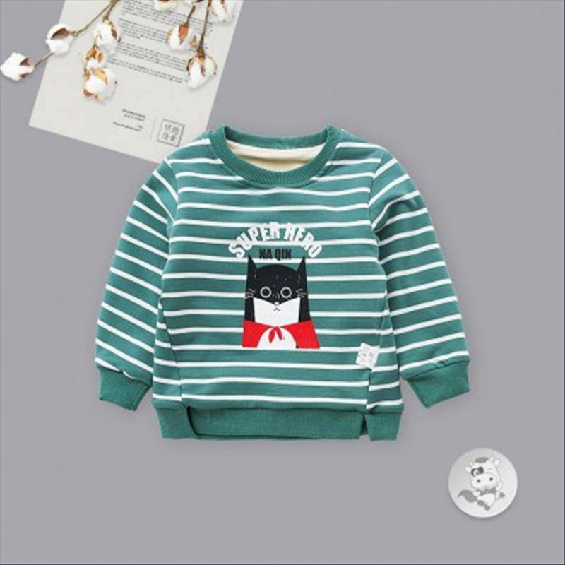 Verantwortung 남녀아기슈퍼영웅줄무늬플러스벨벳풀오버스웨터아이언레드