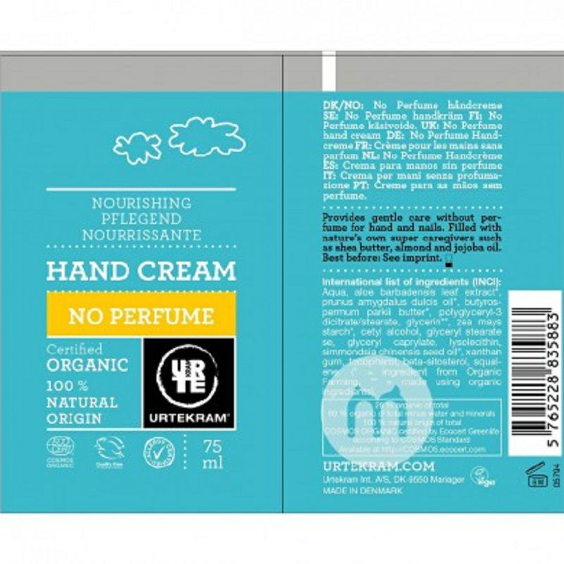 URTEKRAM 해외여성용임산부를위한덴마크어무향유기영양핸드크림