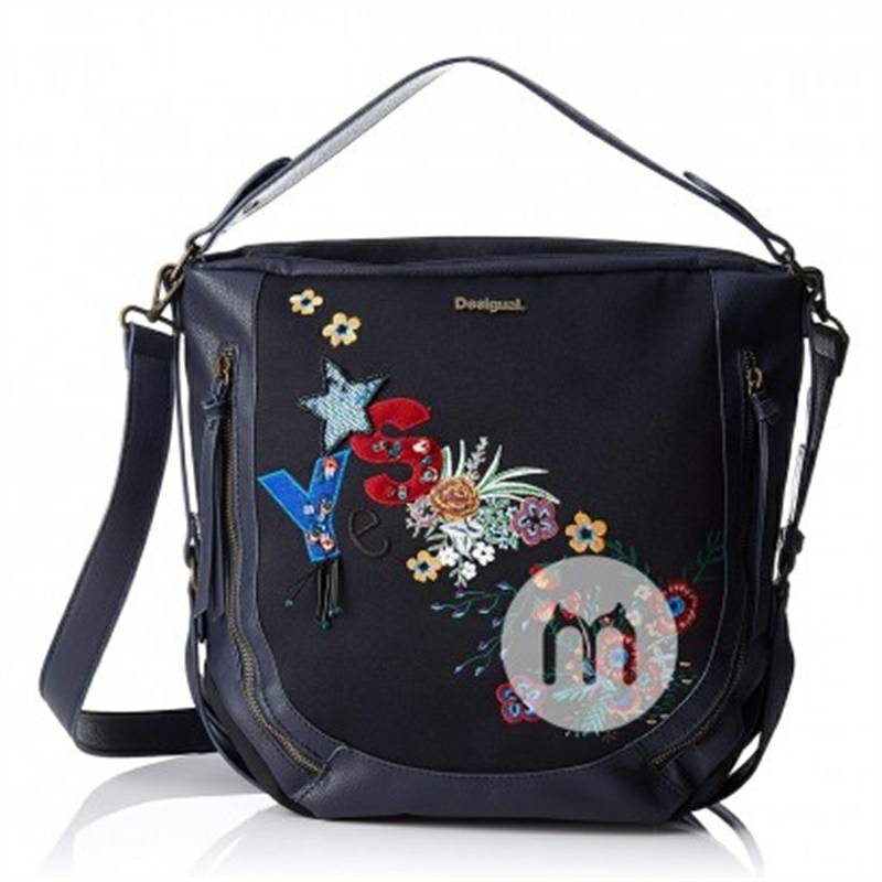 Desigual 패션자수네이비블루숄더백해외버전
