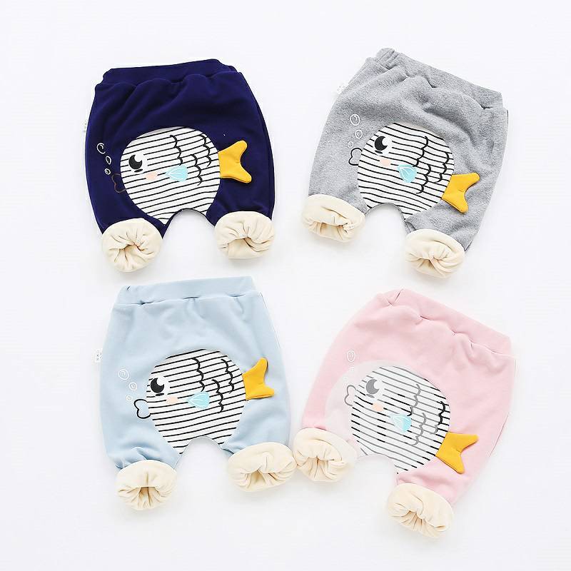 [2 개] Verantwortung 남녀아기슈퍼영웅줄무늬플러스벨벳풀오버스웨터회색 + 침거품물고기플러스벨벳큰 PP 바지네이비블루