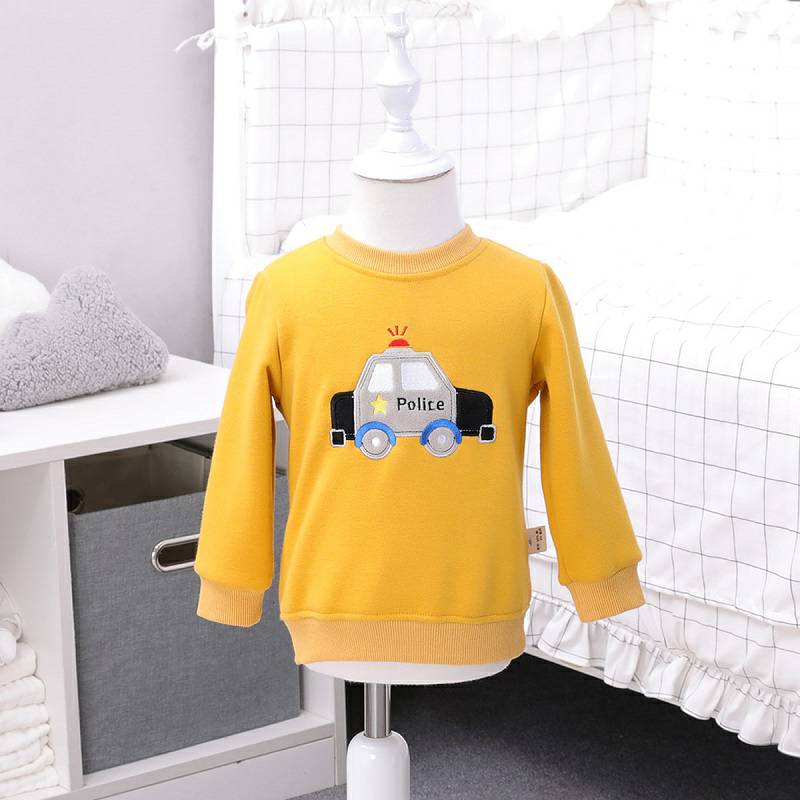 [2 개] Verantwortung 남녀아기도시순찰플러스벨벳풀오버스웨터노란색 + 침거품물고기플러스벨벳 PP 바지네이비블루