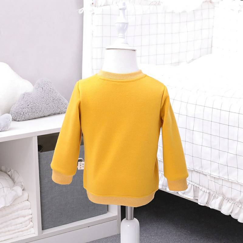 [2 개] Verantwortung 남녀아기도시순찰플러스벨벳풀오버스웨터노란색 + 침거품물고기플러스벨벳 PP 바지네이비블루