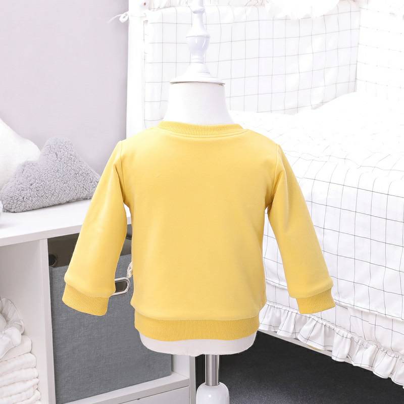 [2 개] Verantwortung 남녀아기작은여우스웨터플러스벨벳스웨터노랑 + 침거품물고기플러스벨벳 PP 바지블루