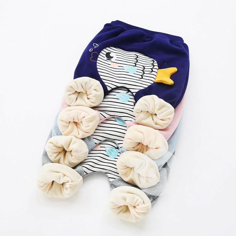 [2 개] Verantwortung 남녀아기작은여우스웨터플러스벨벳스웨터노랑 + 침거품물고기플러스벨벳 PP 바지블루