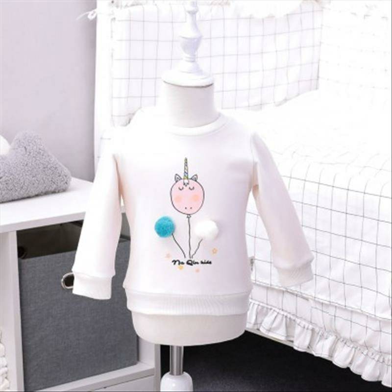 [2 개] Verantwortung 아기소년소녀작은풍선풀오버플러스벨벳스웨터화이트 + 침거품물고기플러스벨벳 PP 바지핑크