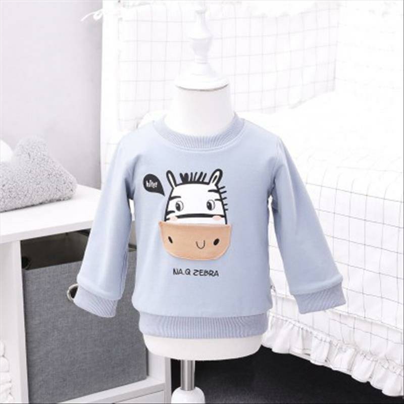 [2 개] Verantwortung 남녀아기포켓얼룩말플러스벨벳풀오버스웨터그레이블루 + 침거품물고기플러스벨벳 PP 바지네이비블루