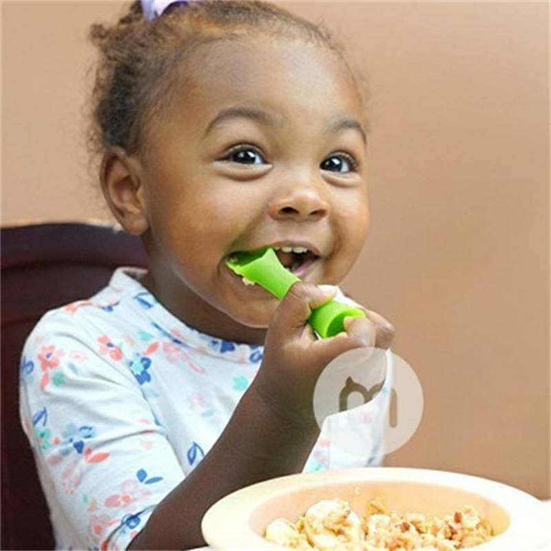 Olababy 미국녹색버드실리콘디너스푼아기교육숟가락두팩해외버전
