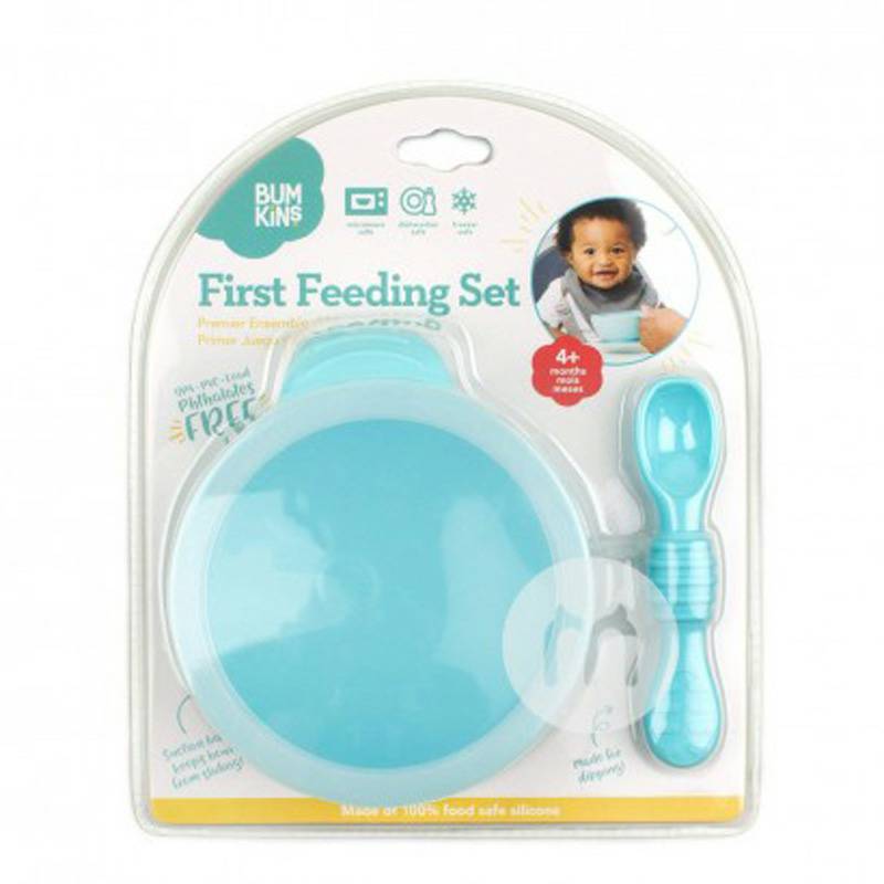 BUMKINS 미국사람아기어린이용실리콘흡입컵보울스푼세트해외판