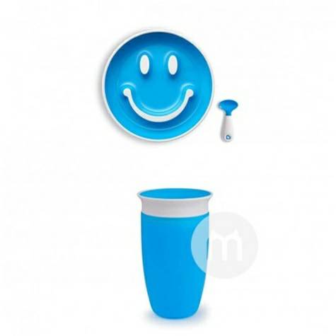 Munchkin미국아기어린이웃는얼굴보조식품접시훈련스푼컵세트해외버...