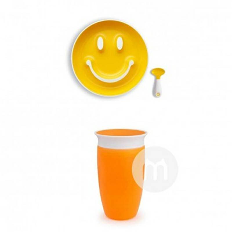 Munchkin미국아기어린이웃는얼굴보조식품접시훈련스푼컵세트해외버전