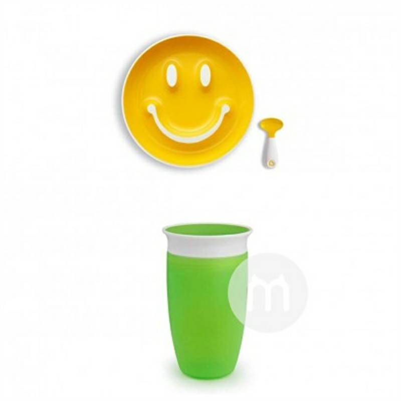 Munchkin미국아기어린이웃는얼굴보조식품접시훈련스푼컵세트해외버전