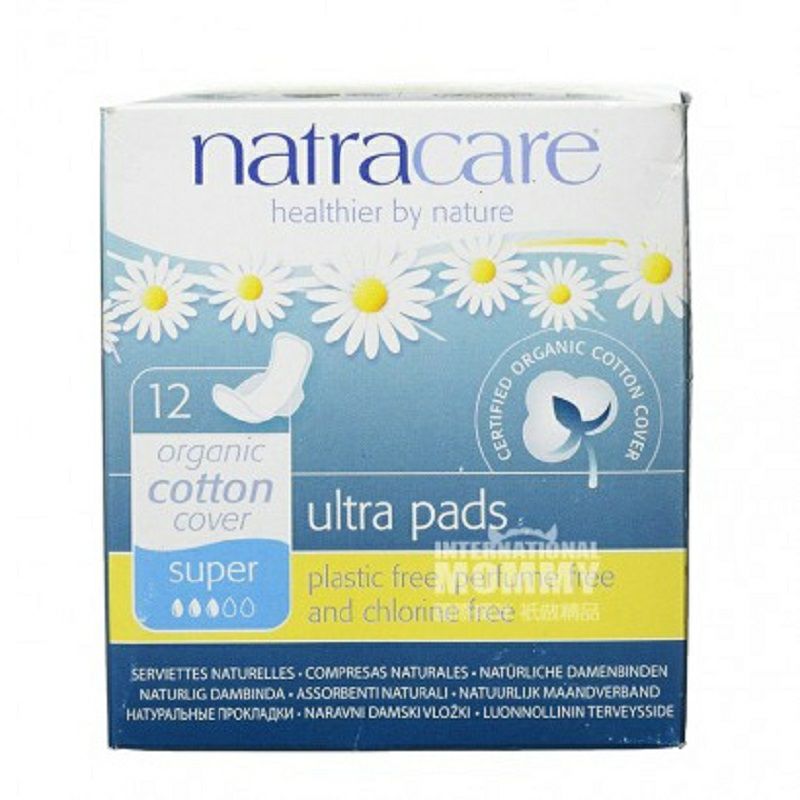 natracare 영국유기농순수한면케어날개생리대양이많은 12 개해외버전