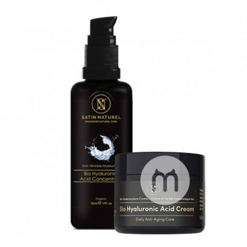 [2 개] SATIN NATUREL 독일유기농히알루론산노화방지크림 + 세럼해외버전