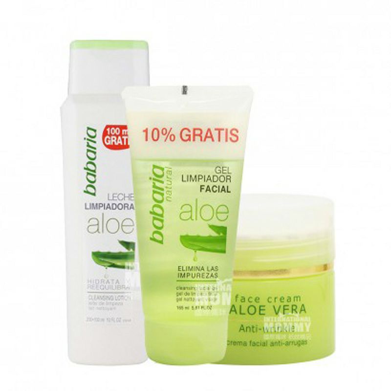 [3 팩] Babaria스페인알로에베라오일컨트롤여드름클렌저 + 딥클렌징클렌저 + 크림해외버전