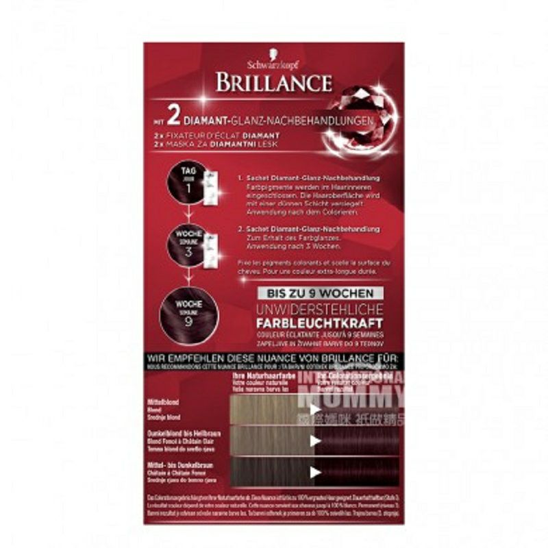 Schwarzkopf 독일브릴런스헤어염료 Huagui 복숭아레드 876 해외판