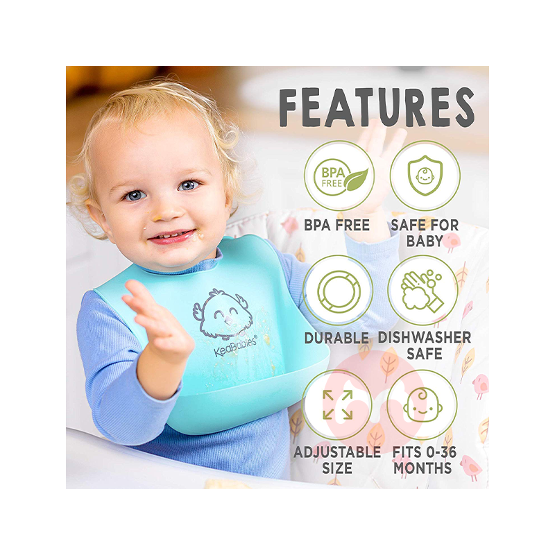 KeaBabies 미국 KeaBabies 빨 실리콘 턱받이 블루 그린 해외 현지 오리지널