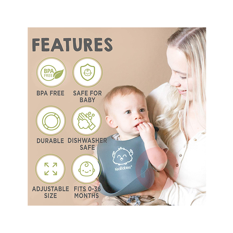 KeaBabies 미국 KeaBabies 빨 실리콘 턱받이 블루 그린 해외 현지 오리지널